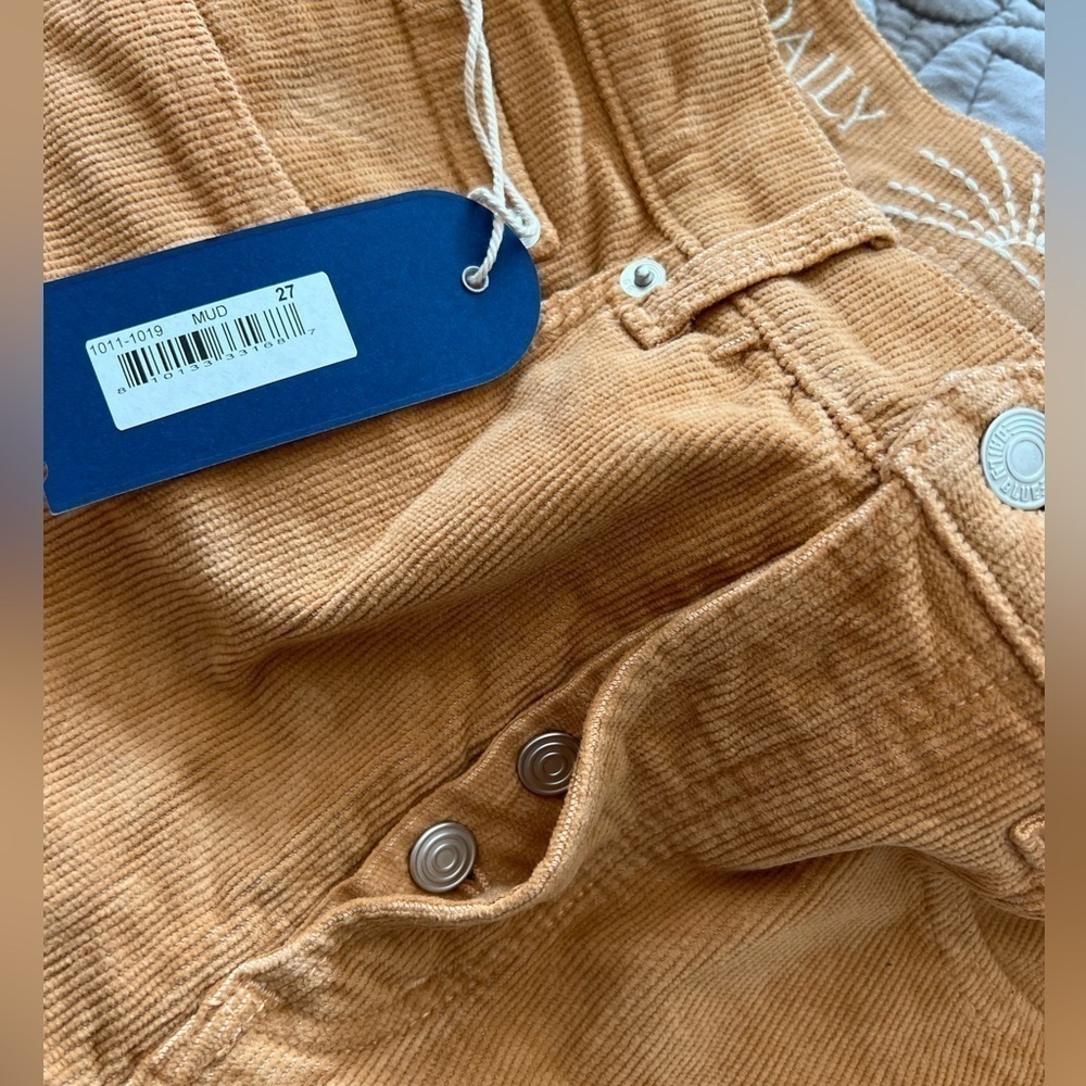 NWT Adriano Goldshmied Boost Mustard Yellow Corduroy Straight Leg Jean in Mud - Picture 8 of 16